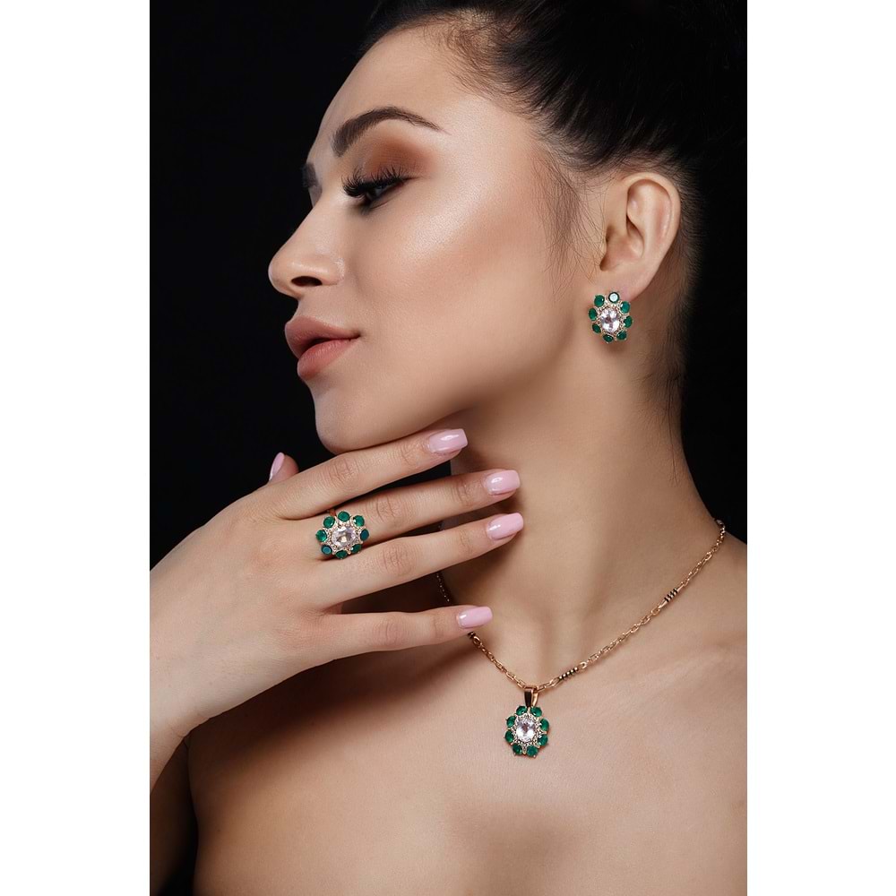 Green Stone Gold Jewellery Set
