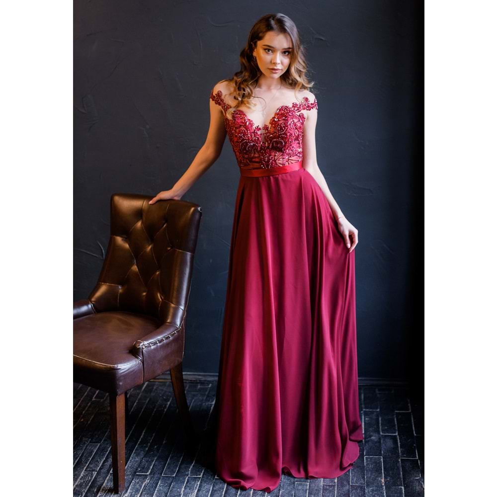 Crimson Lace Enchantment Silky Dress