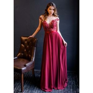 Crimson Lace Enchantment Silky Dress