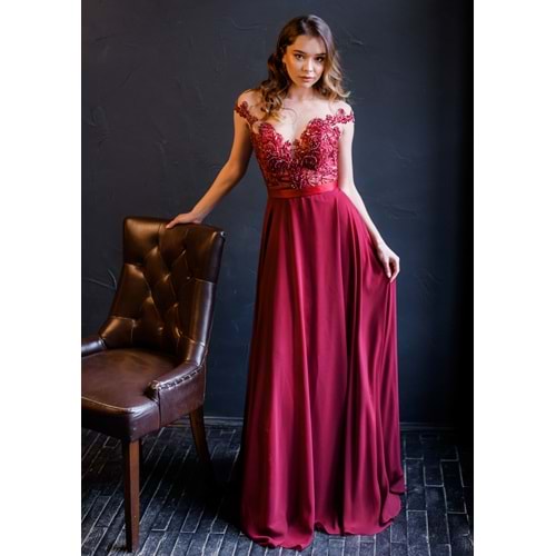Crimson Lace Enchantment Silky Dress